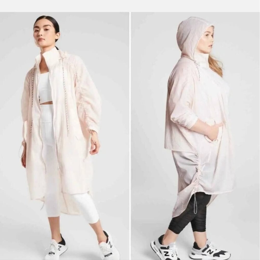 Athleta Canopy Parachute Long Rain Windbreaker Jacket Womens Size Large NWT